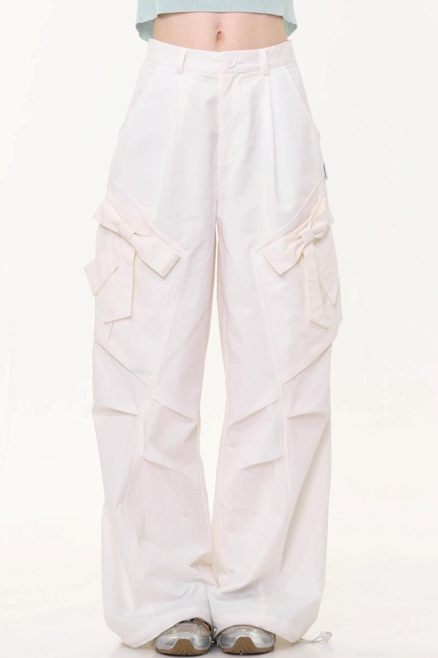 Retro White High-Waist Wide-Leg Pants