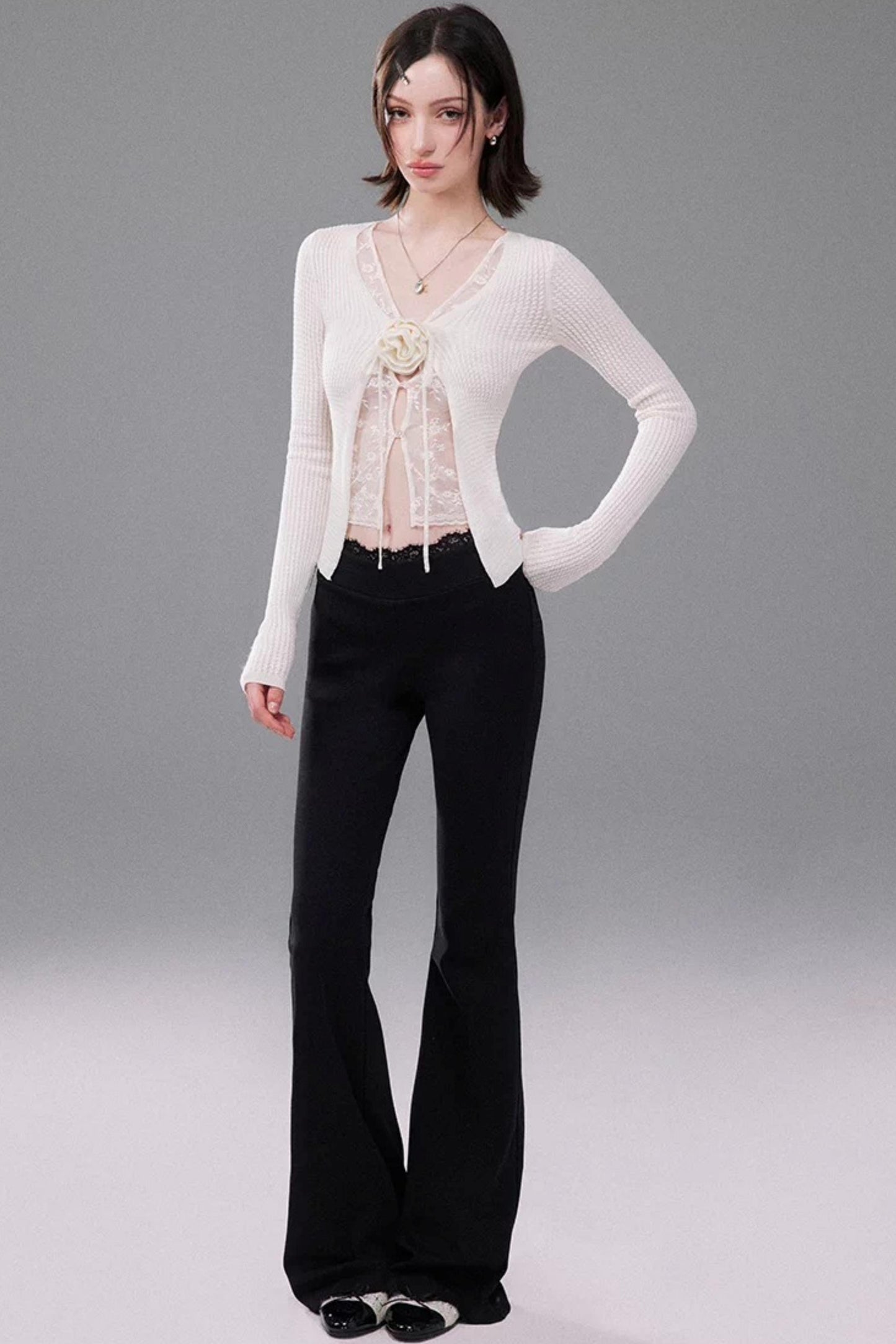 Lace Knit Two-Piece Top