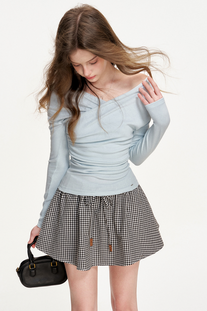 Leather Color-Block A-Line Skirt