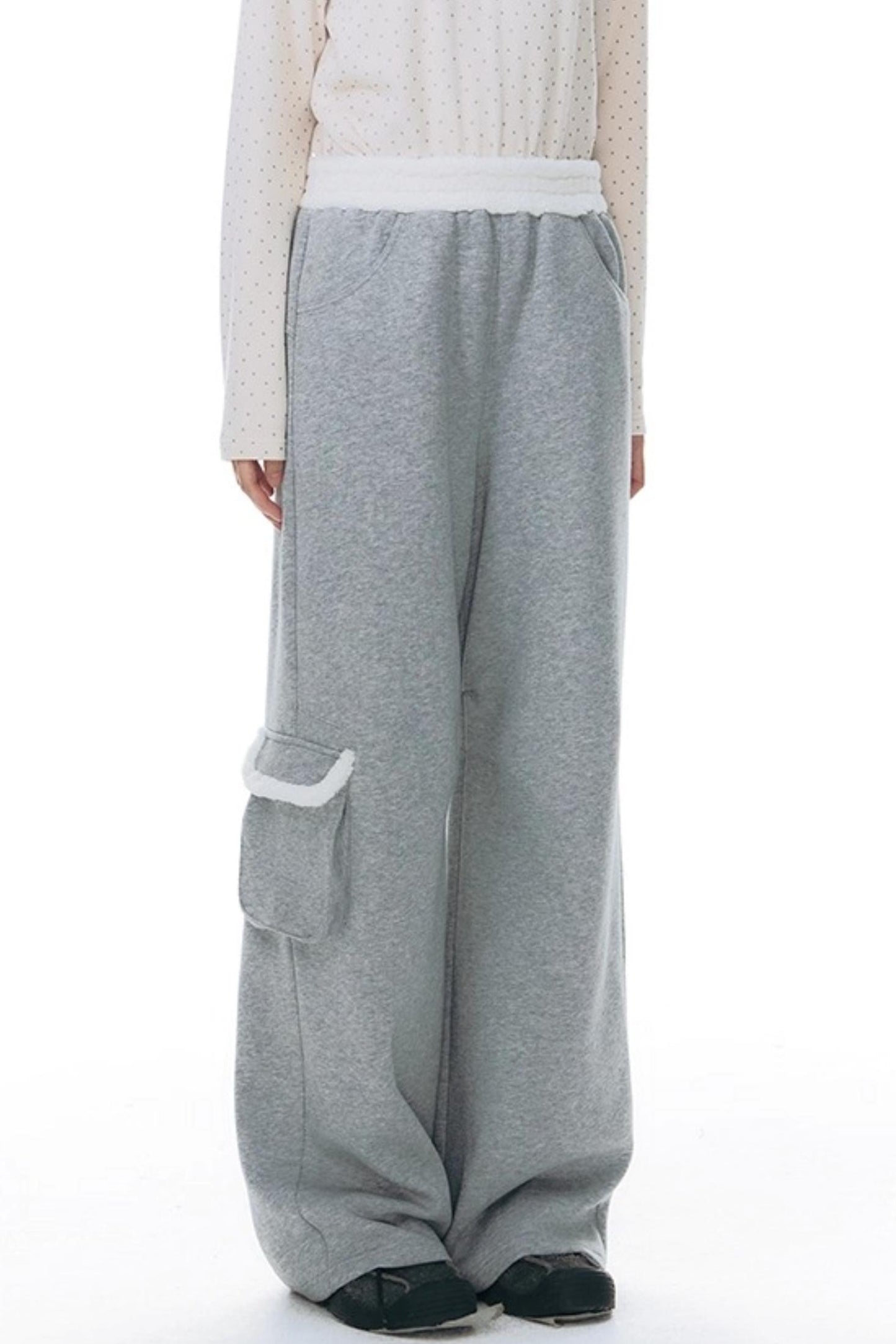 Plush Waistband Wide-Leg Pants