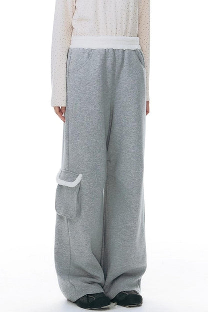Plush Waistband Wide-Leg Pants