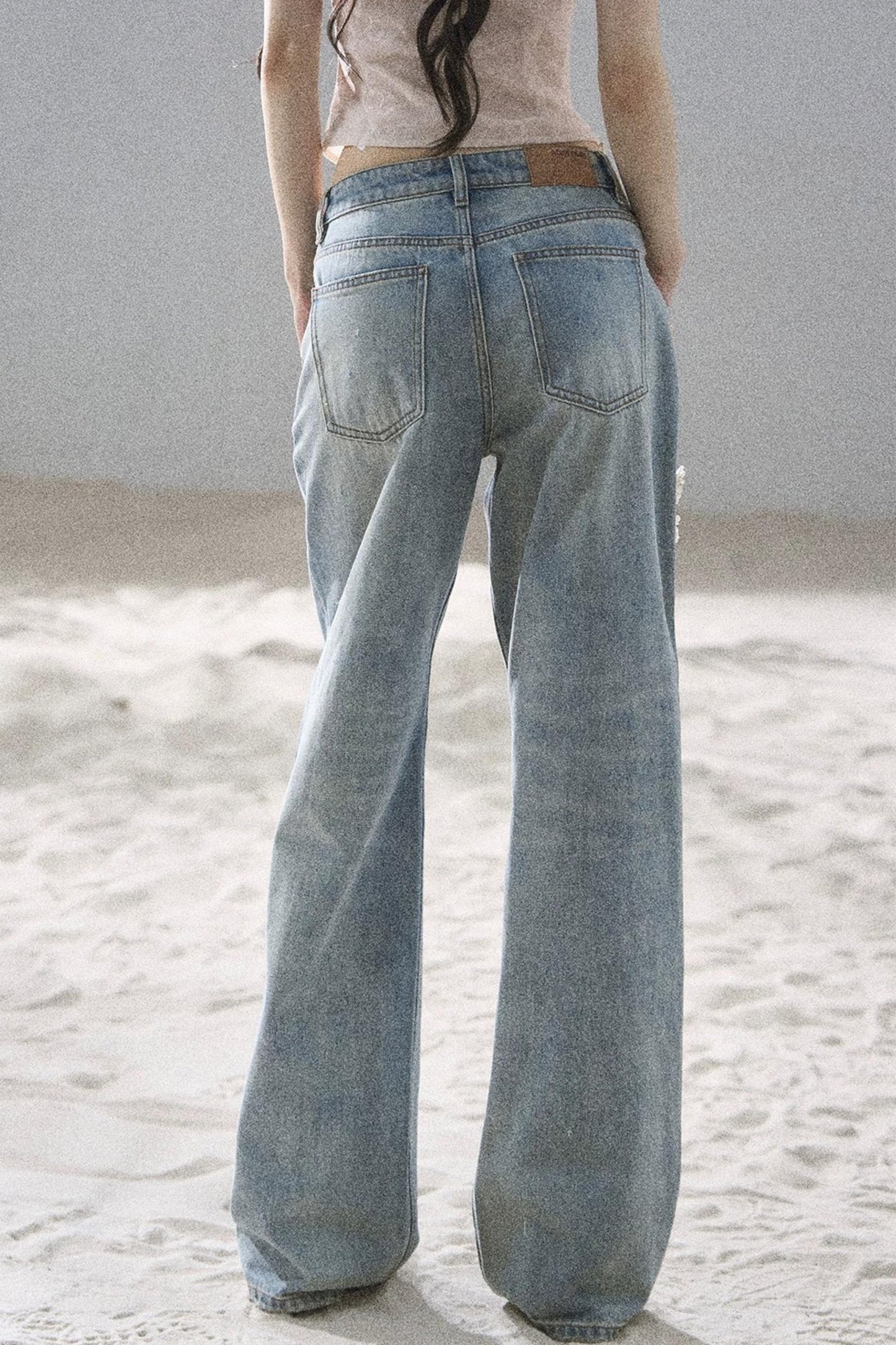 Starry Appliqué Denim Pants