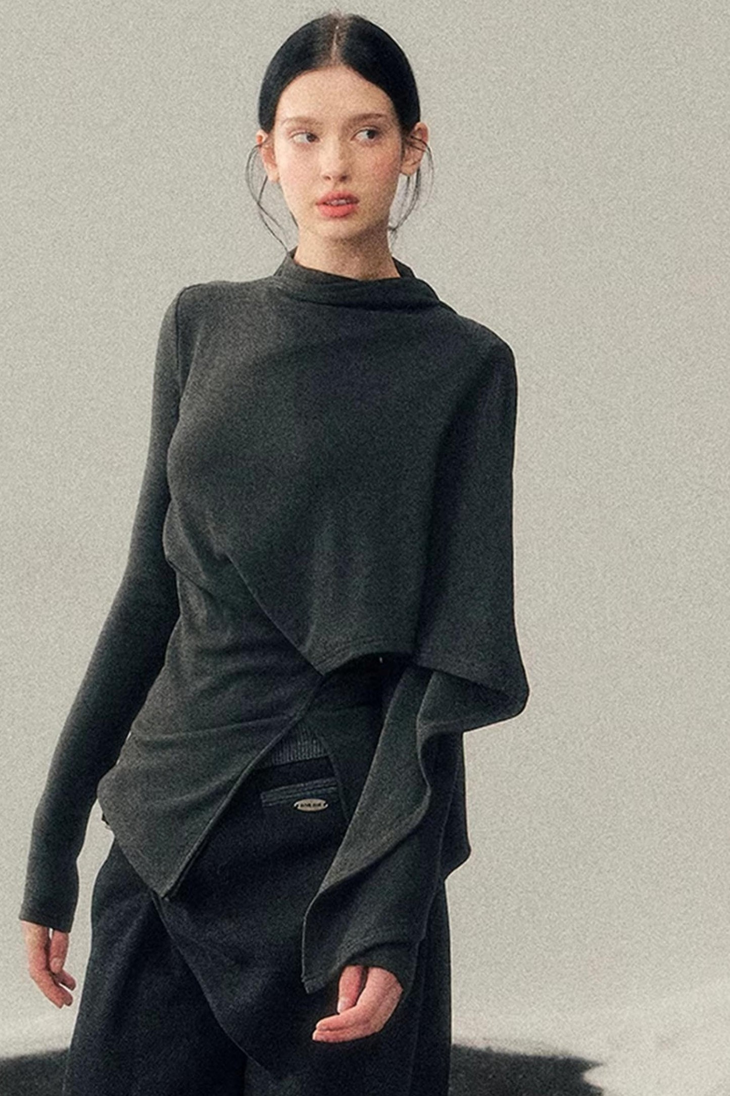 Irregular Waist-Cinching Winter Top