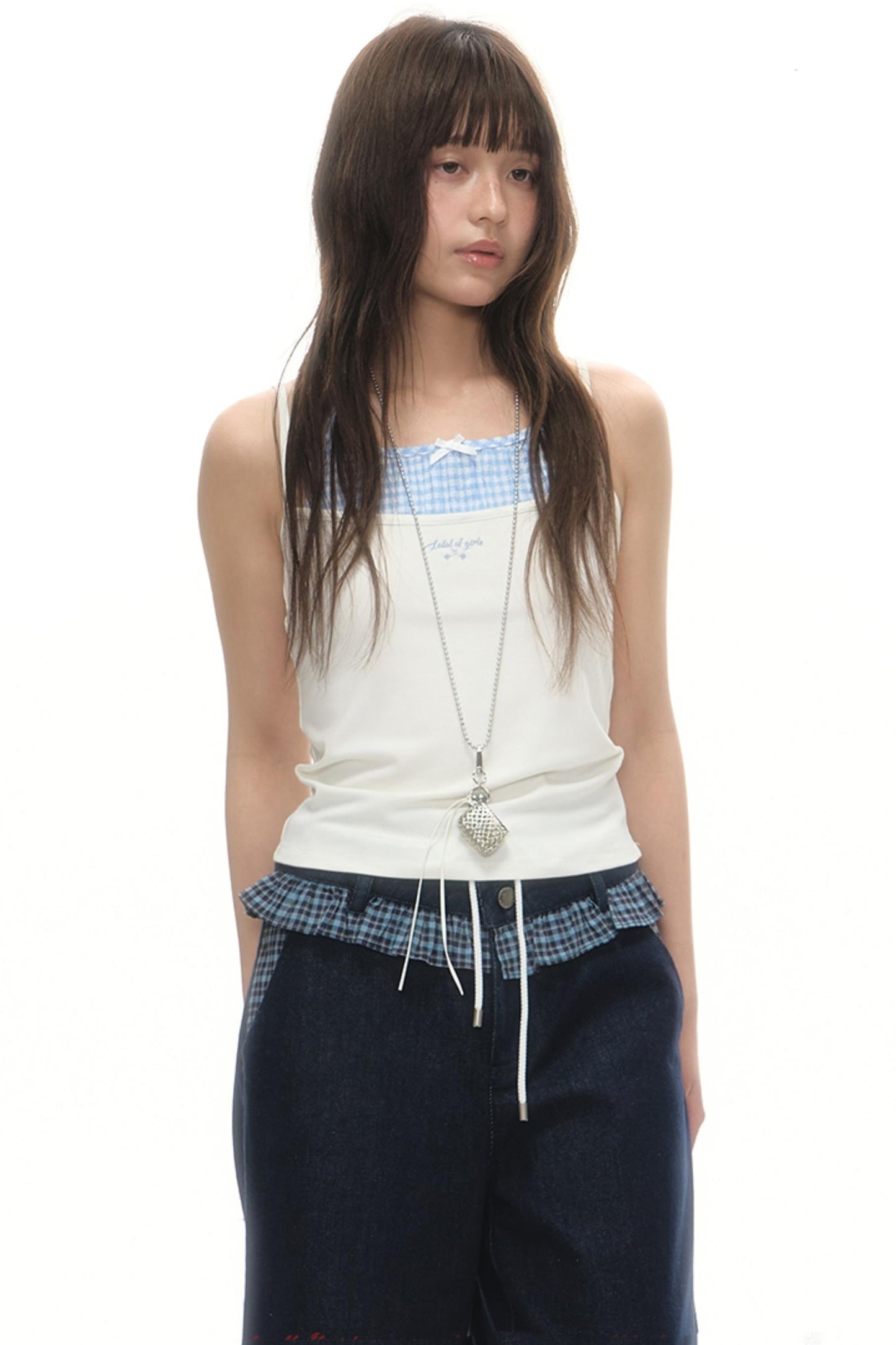 Faux Two-Strap Bow Tie Top