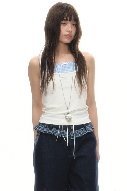 Faux Two-Strap Bow Tie Top