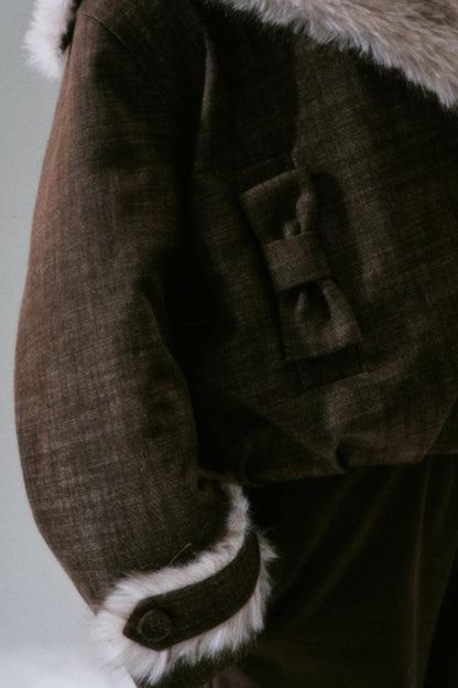 Navy Collar Plush Jacket