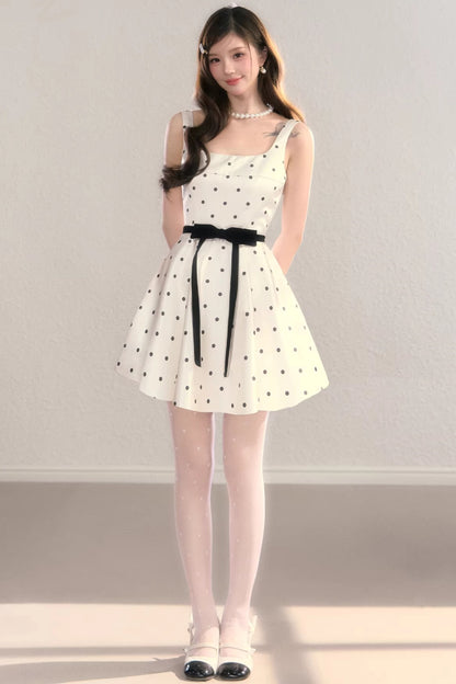 French Polka Dot A-Line Dress