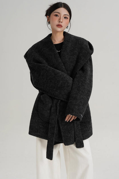 Autumn Hooded Woolen Coat