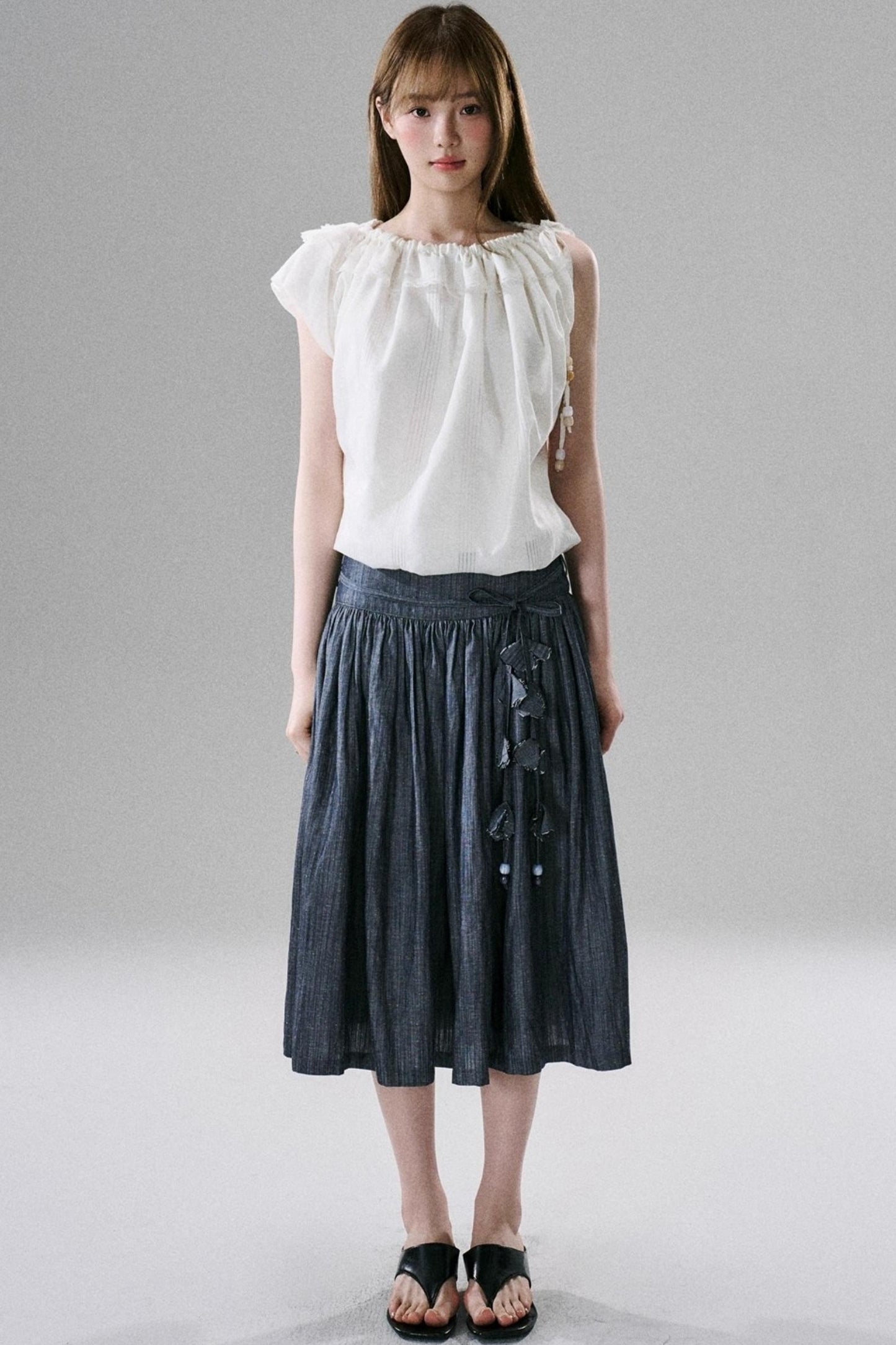 Soft Floral Belted Summer Skirt