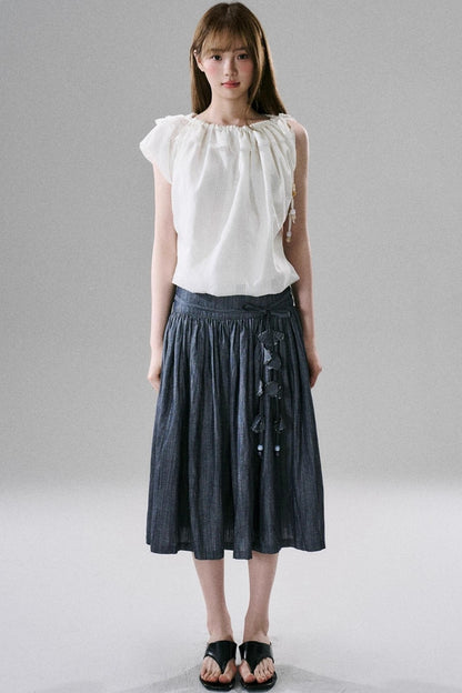 Soft Floral Belted Summer Skirt