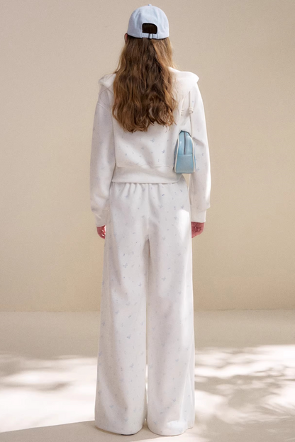 Rose Print Hooded Jacket Matching Set