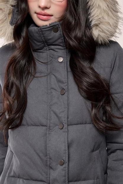 Stand-Up Fur Collar Down Jacket