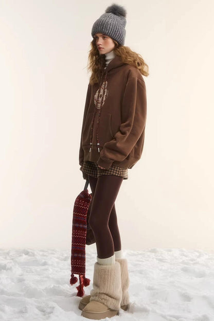 Brushed Fair Isle Hooded Top