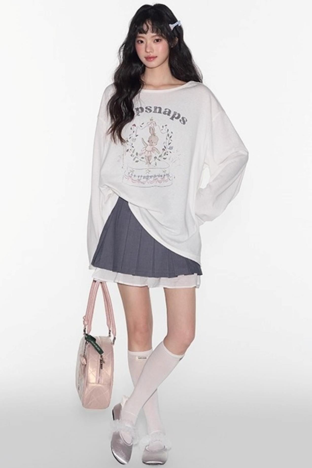 Cute Bunny Print Long Sleeve T-Shirt