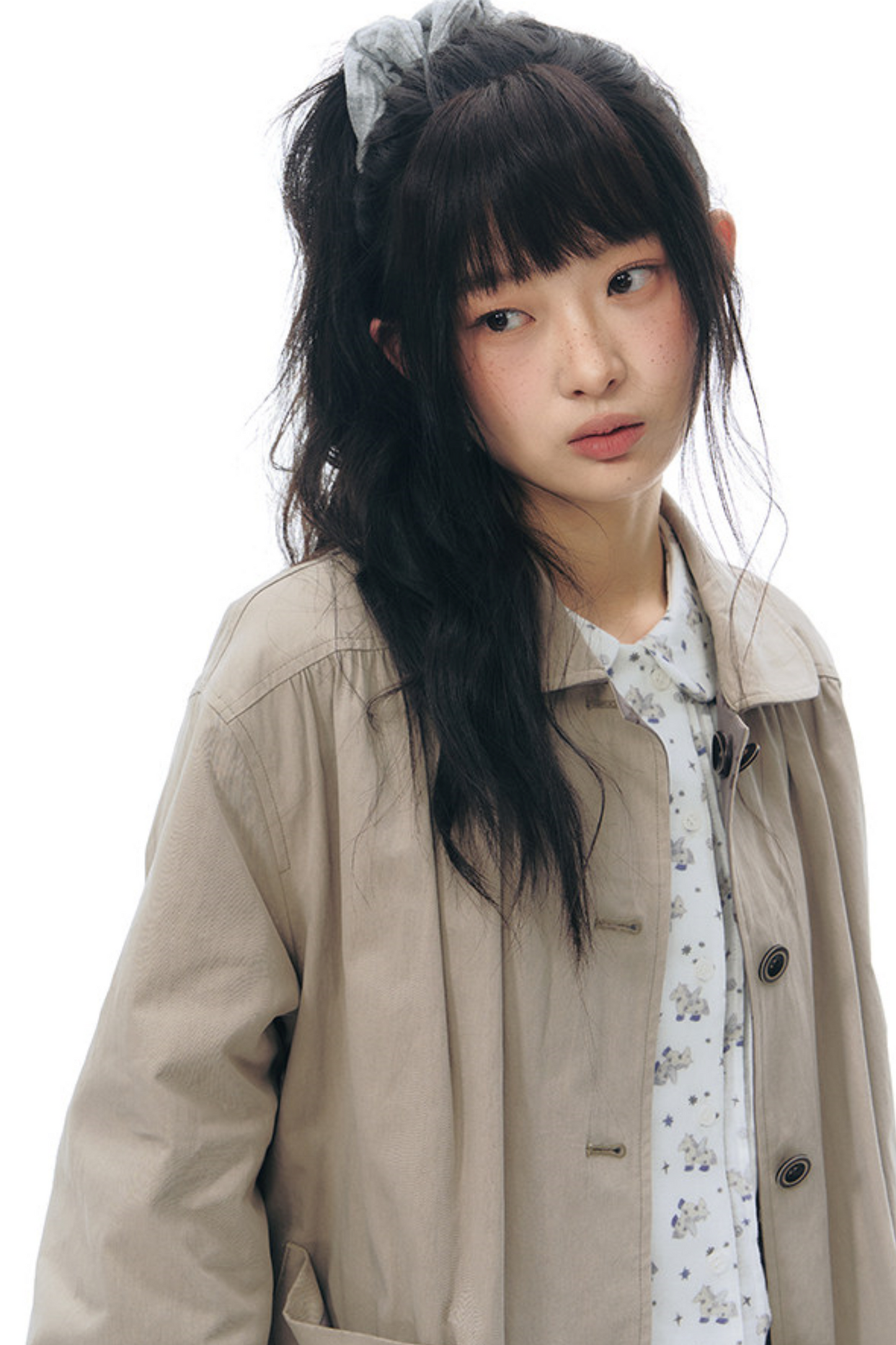 Double-Sided Doll Collar Trench Coat