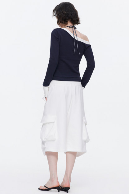 One-Shoulder Color-Blocked Top Set-Up