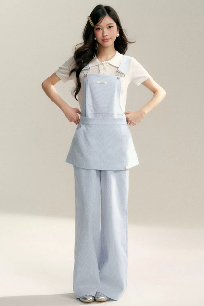 Striped Bib Jumpsuit Set