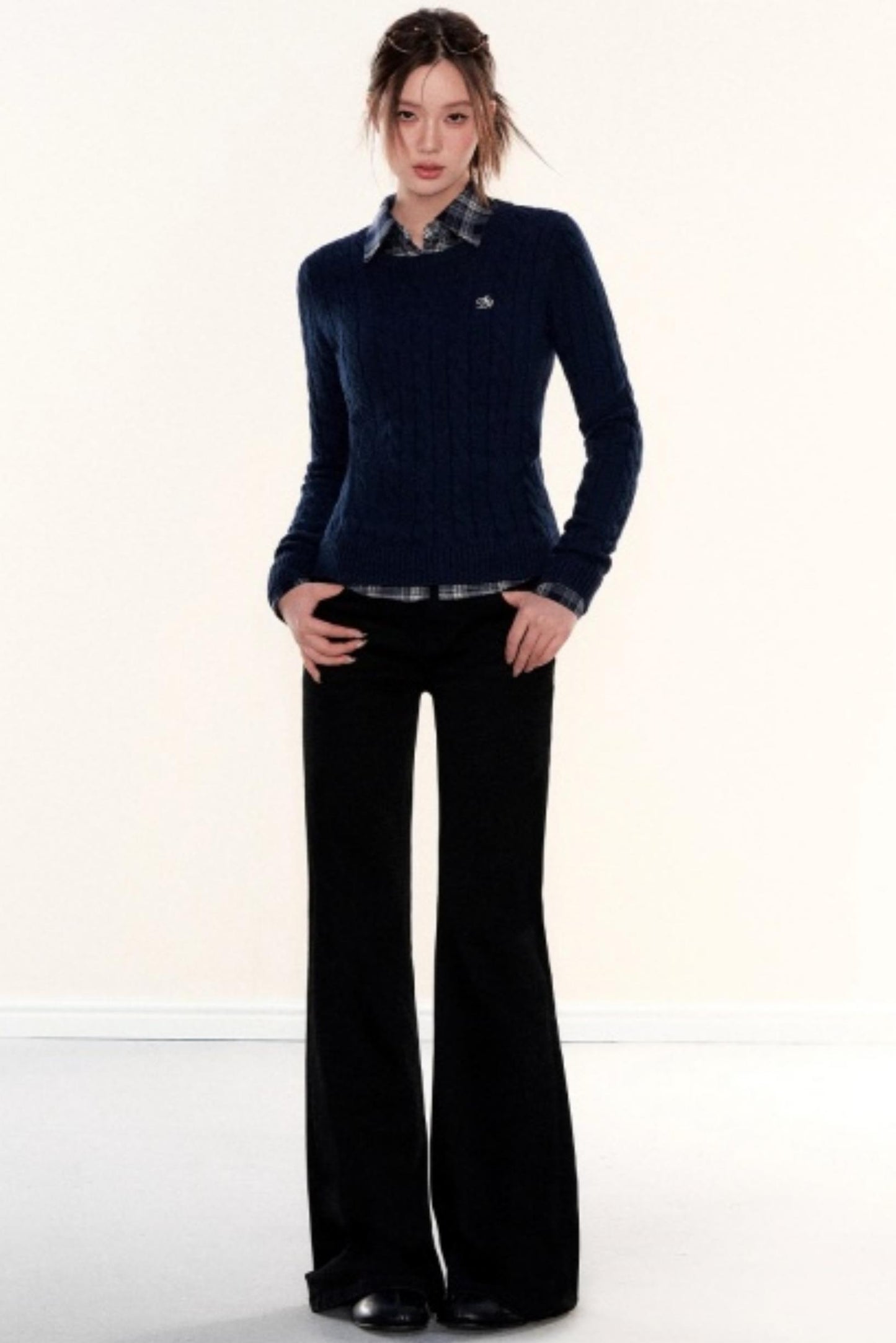 Plaid Waist-Cinching Shirt