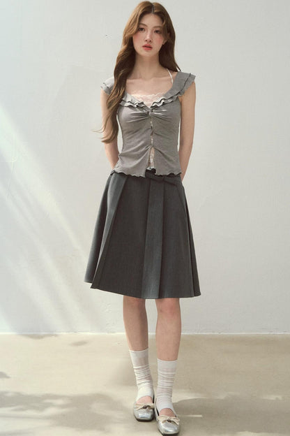 Two-Tone Ruffled Blouse