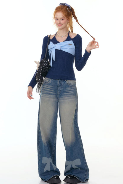 Patchwork Halterneck Knitted Top