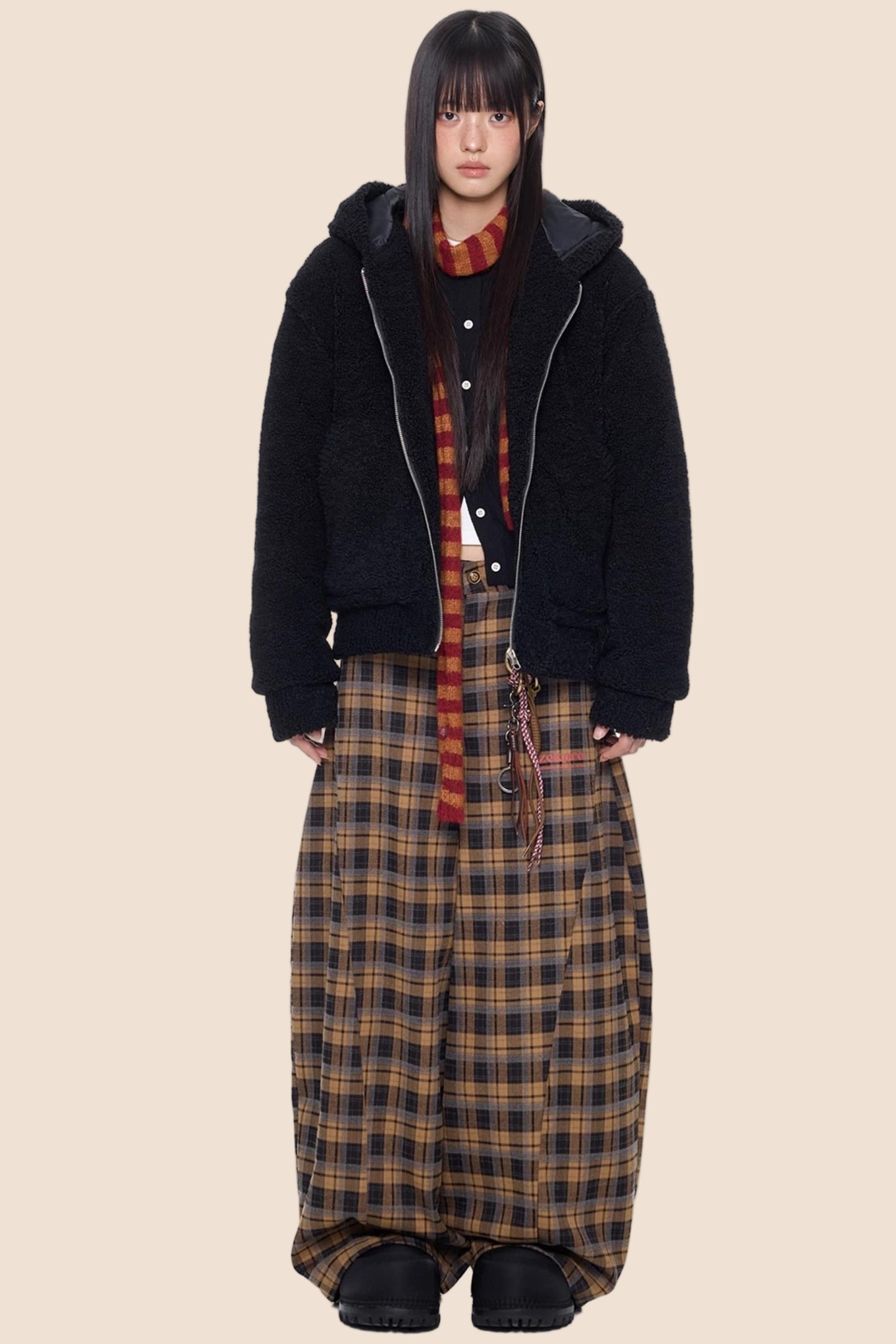 Imitation Lamb Wool Hooded Jacket