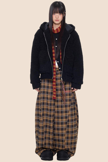 Imitation Lamb Wool Hooded Jacket