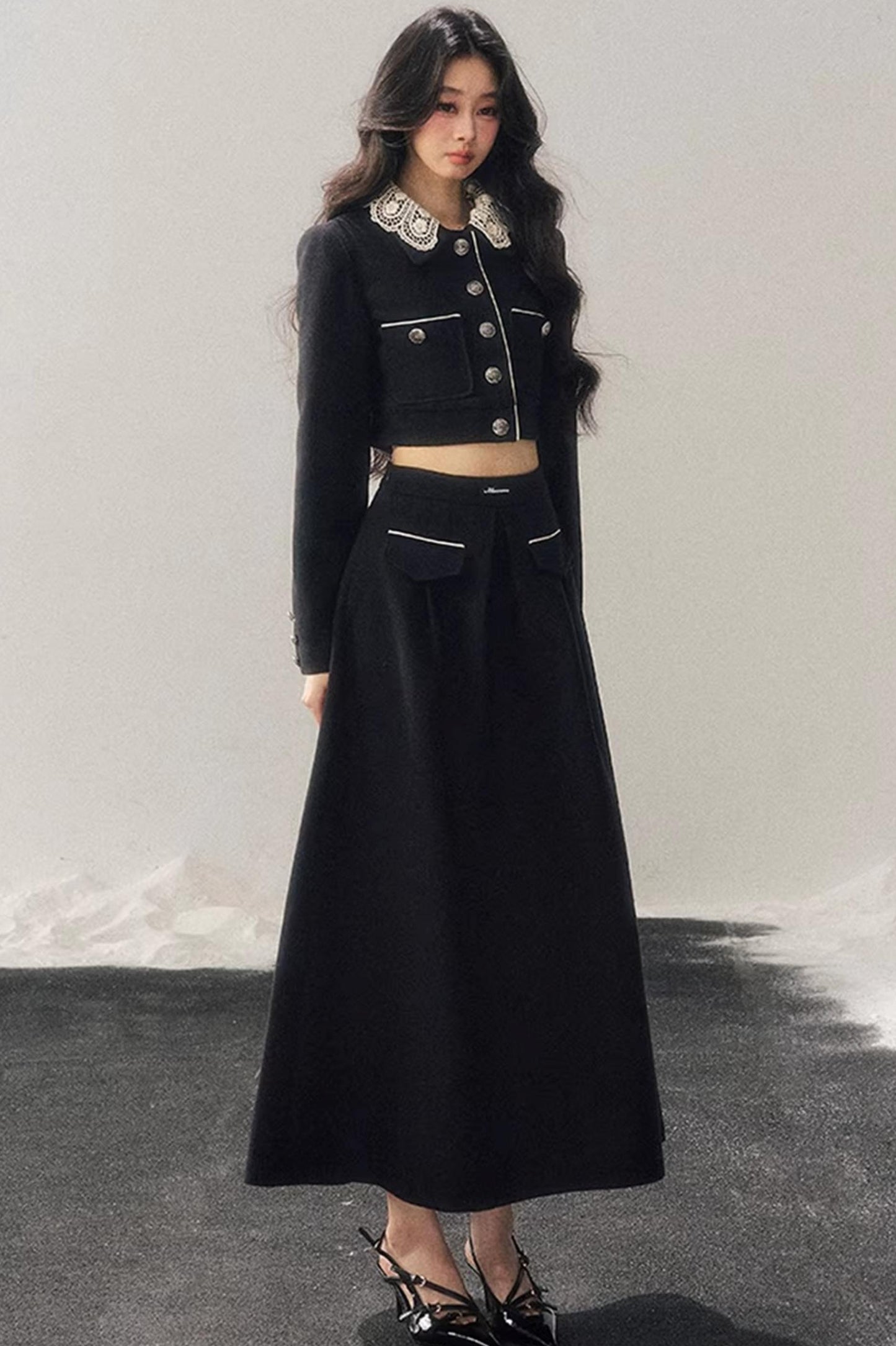 Whisper Lace Winter Suit Skirt Set-Up