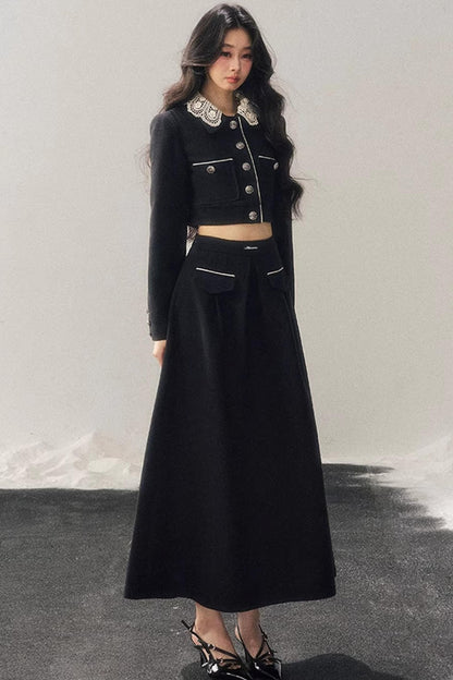 Whisper Lace Winter Suit Skirt Set-Up