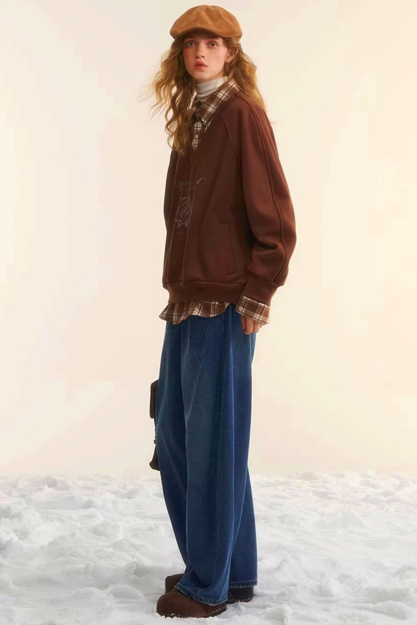 Retro Plaid Patchwork Sweatshirt