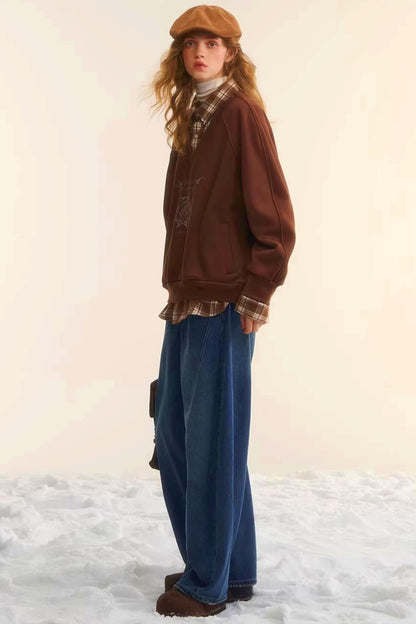 Retro Plaid Patchwork Sweatshirt