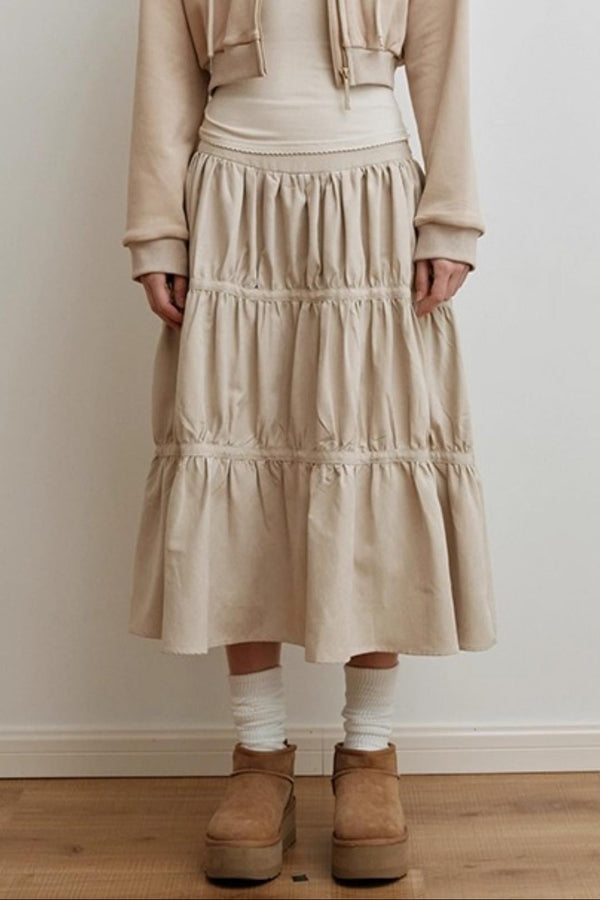 Sunset Suede Spliced Belt Umbrella Skirt