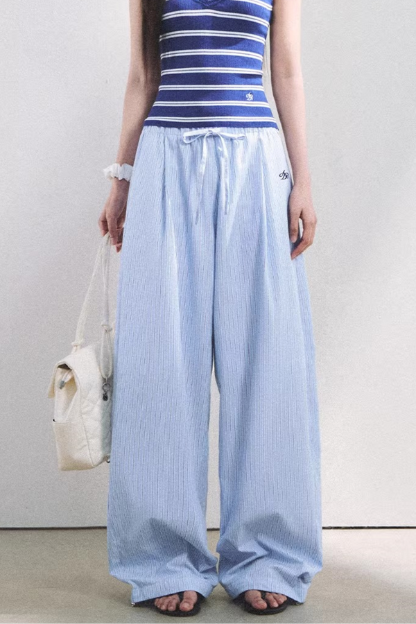 Pantalones a Rayas de Color Baya Claro