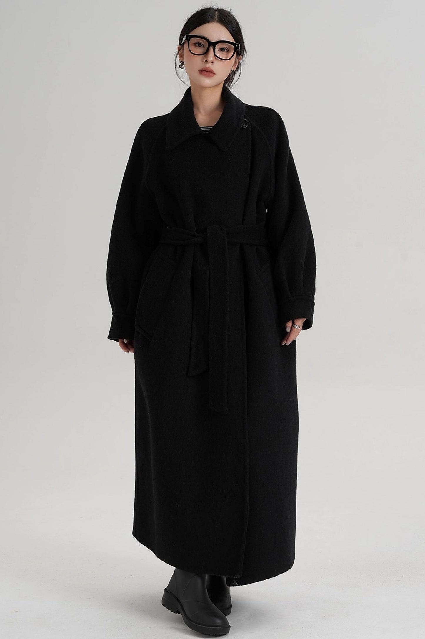 Temperament Back Slit Wool Coat