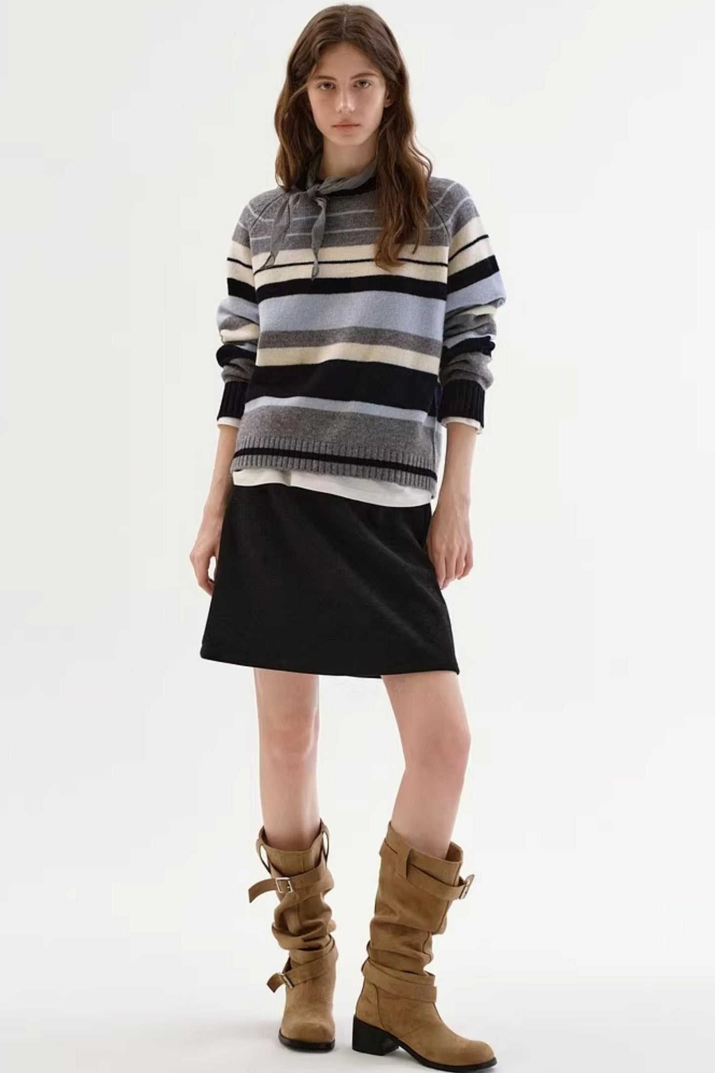 Thickened Knit Patchwork Skirt