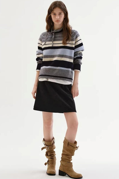 Thickened Knit Patchwork Skirt