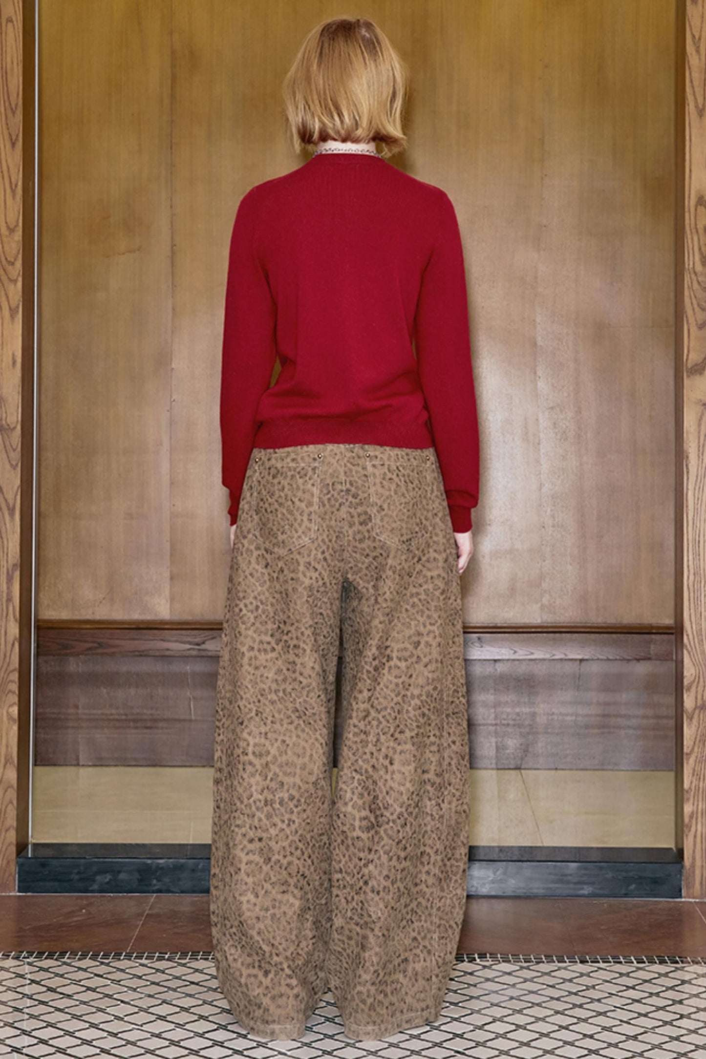 Retro Leopard Print Wide-Leg Pants