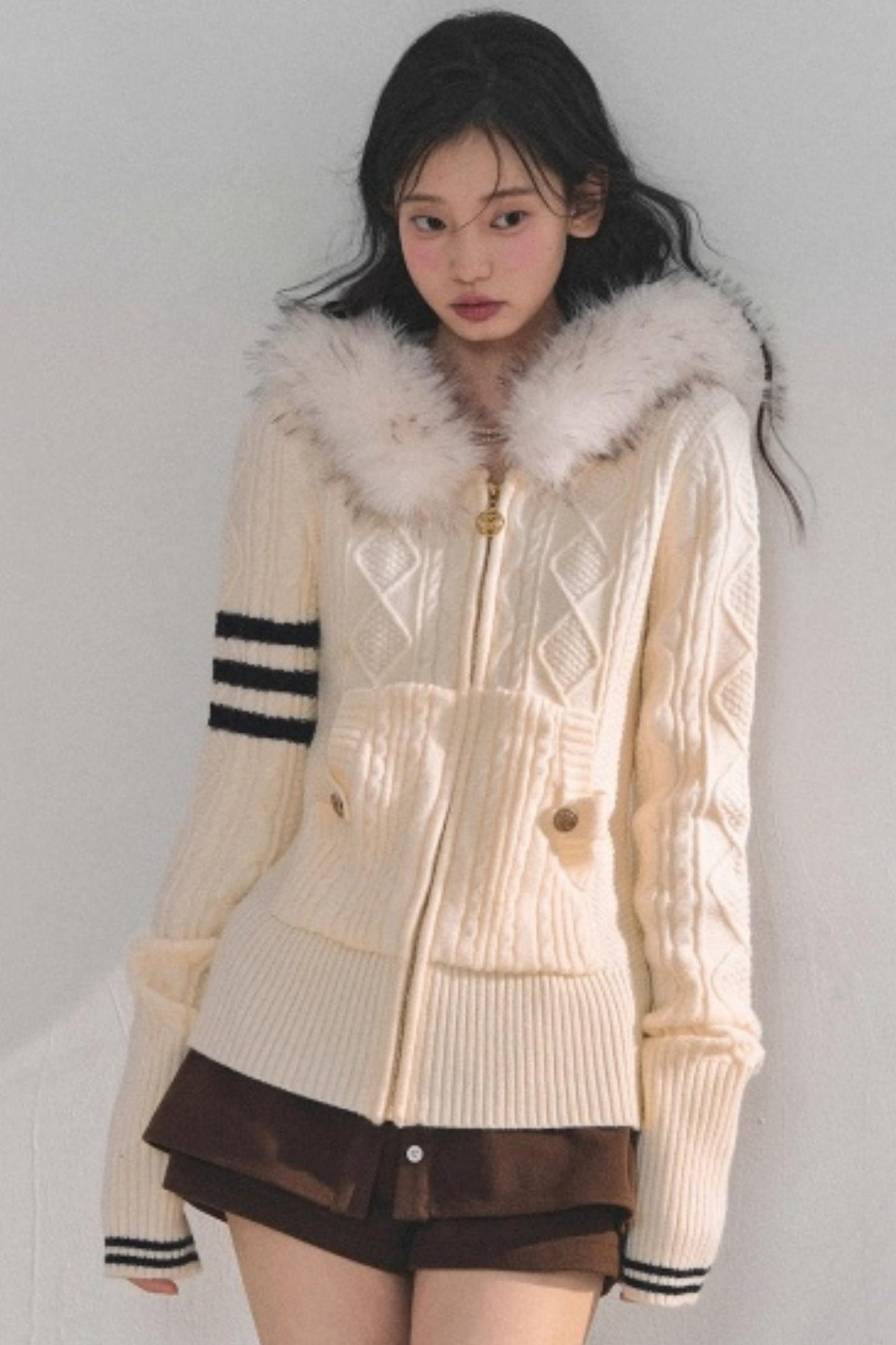 Winter Hooded Knit Sweater