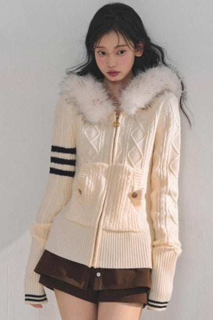 Winter Hooded Knit Sweater