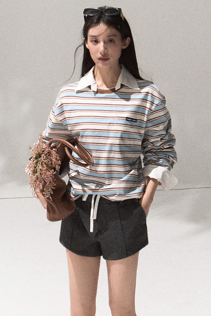 Contrasting Striped Cotton Top