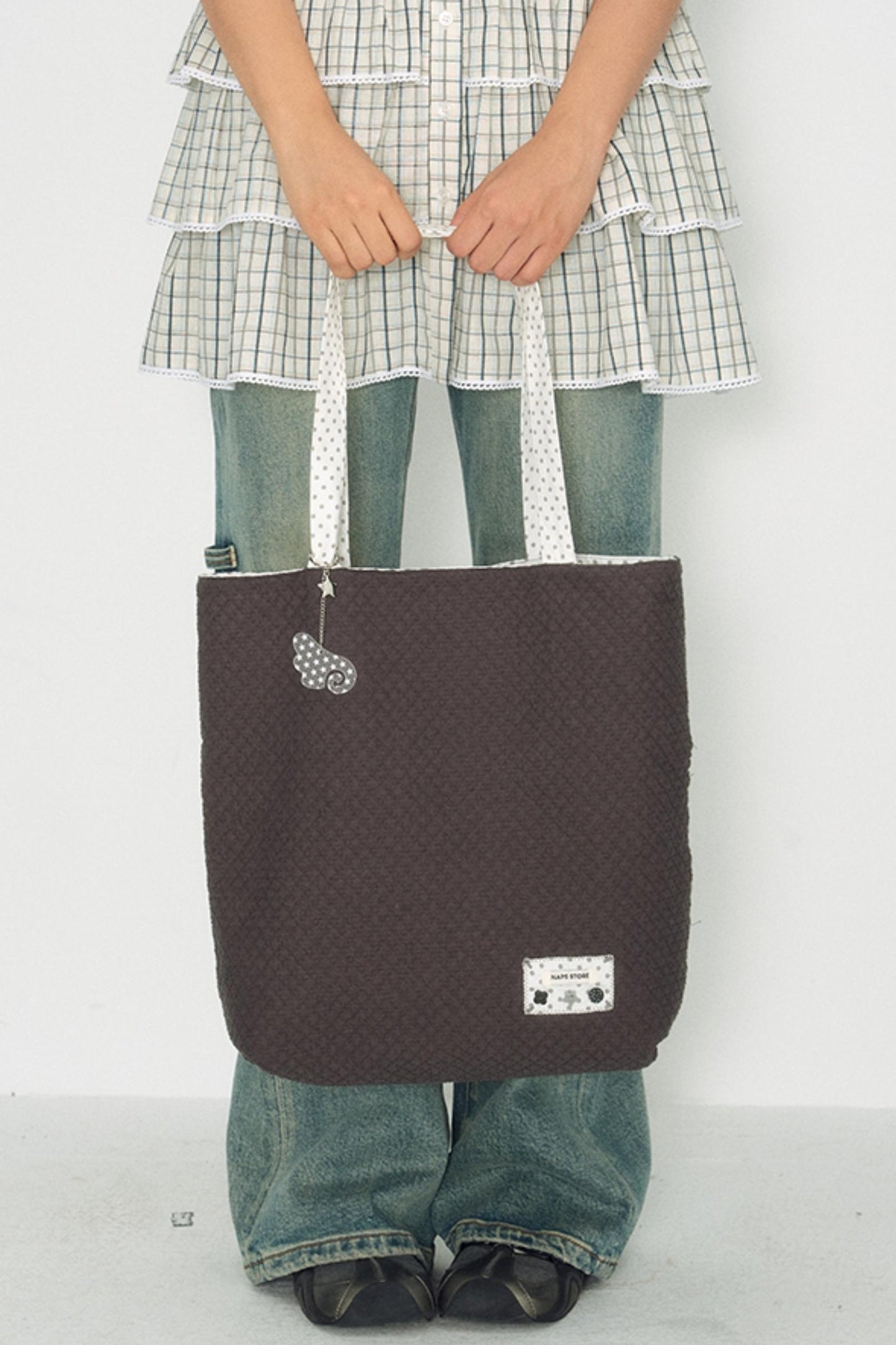 Vintage Polka Dot Canvas Shoulder Bag