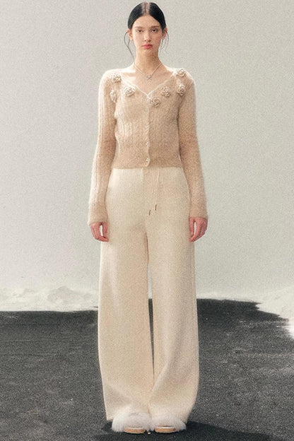 French Floral V-Neck Sweater