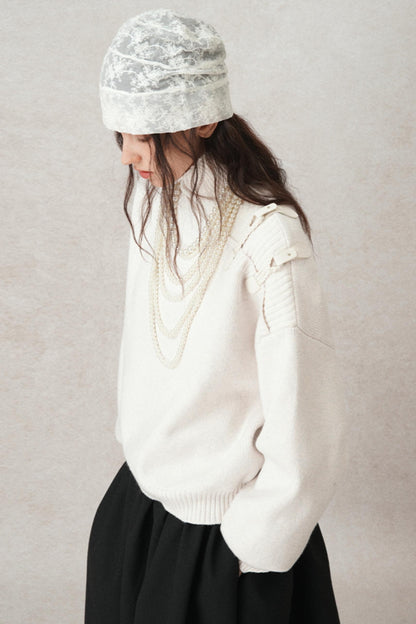 Hand-Woven Leather Loop Sweater
