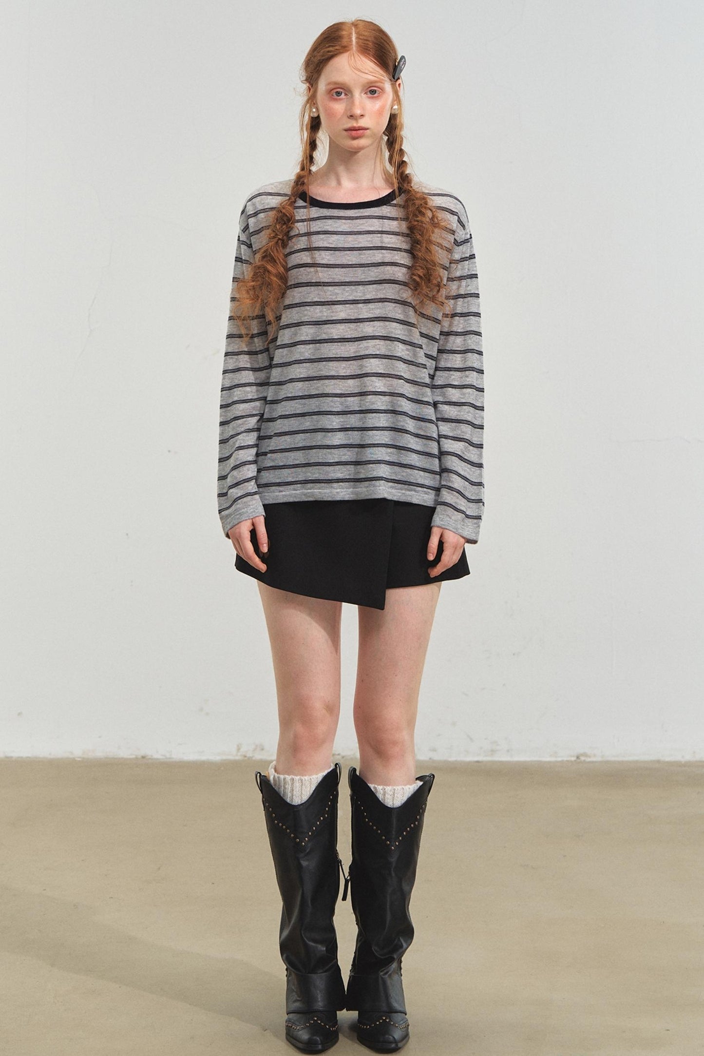 Vintage Striped Gray Knit Top