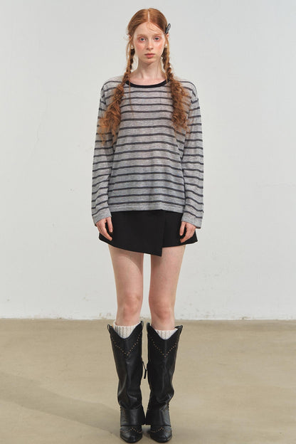 Vintage Striped Gray Knit Top