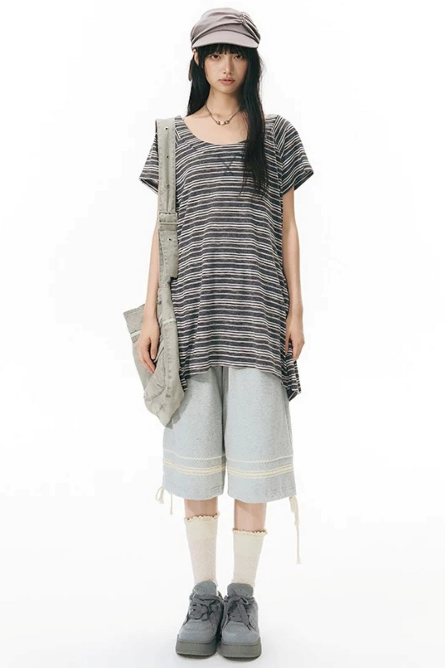 Patchwork Knit Mid-Length Casual Sweatpants