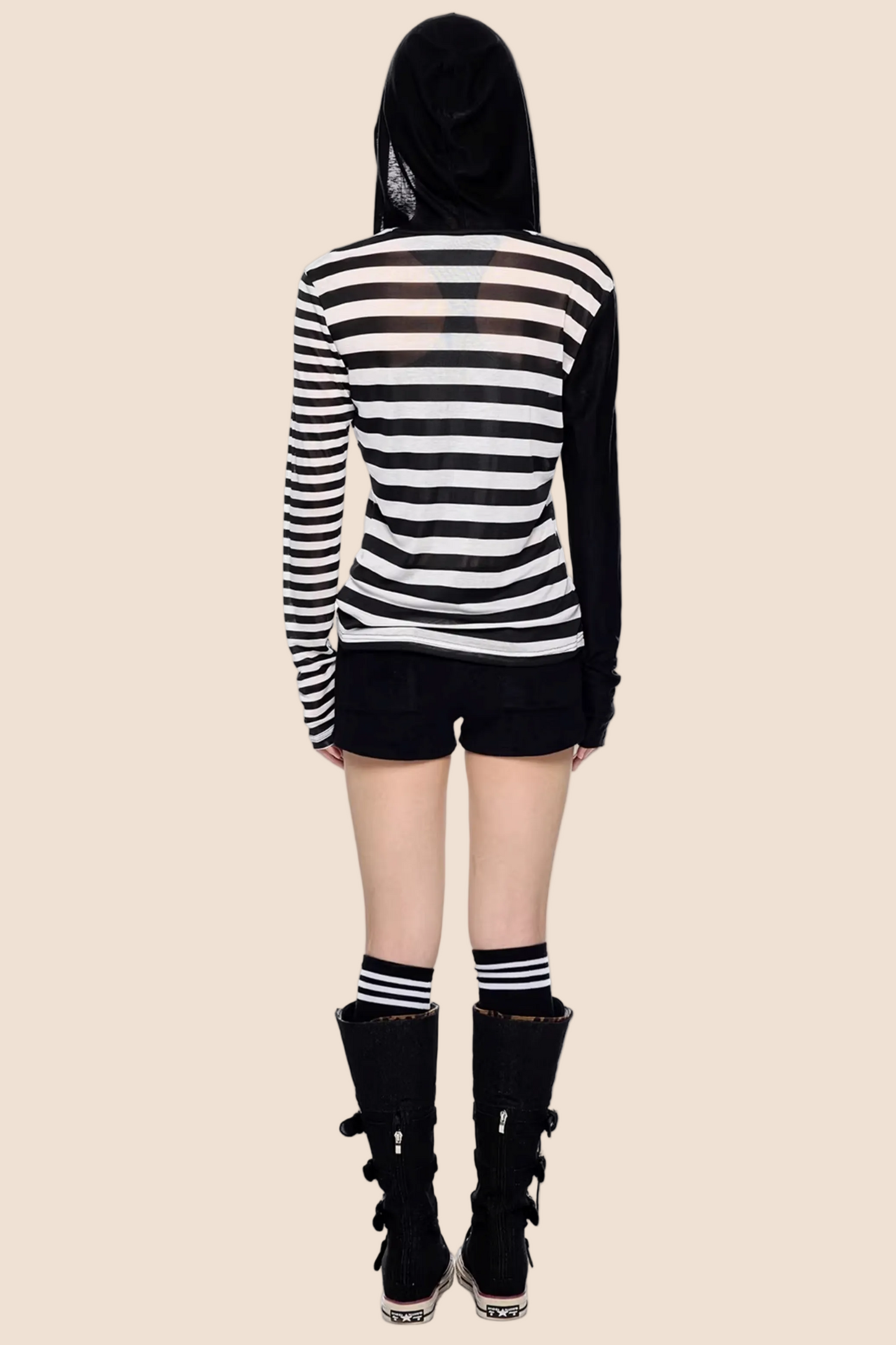 Striped Color-Block Hooded Jacket