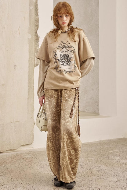 Vintage Flower Straight Jeans