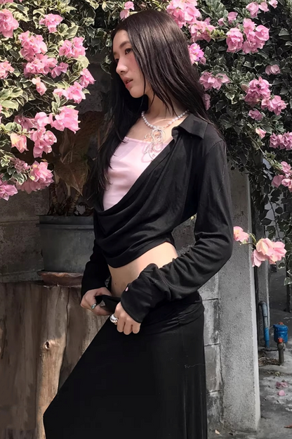 Color-Block Knit Cowl Top Set