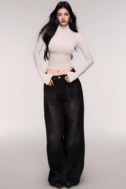 Light Distressed High-Waisted Jeans