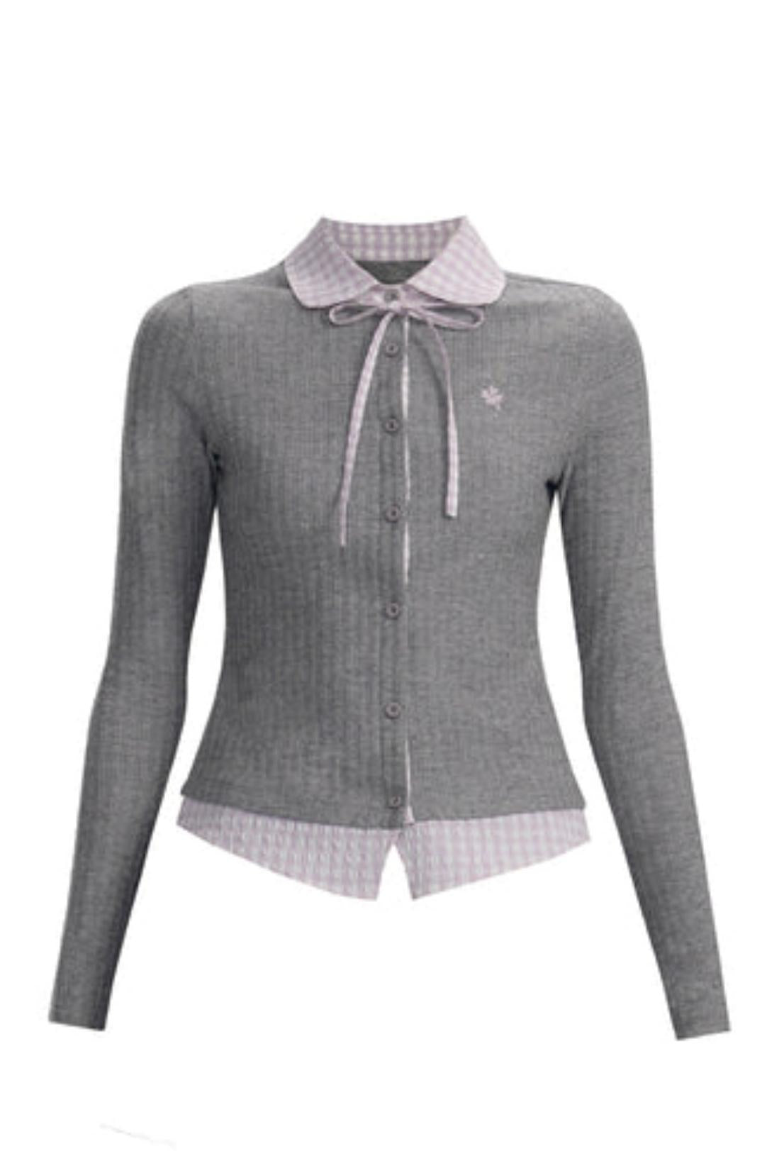 Preppy Blue Stripe Long Sleeves Shirt Set-Up